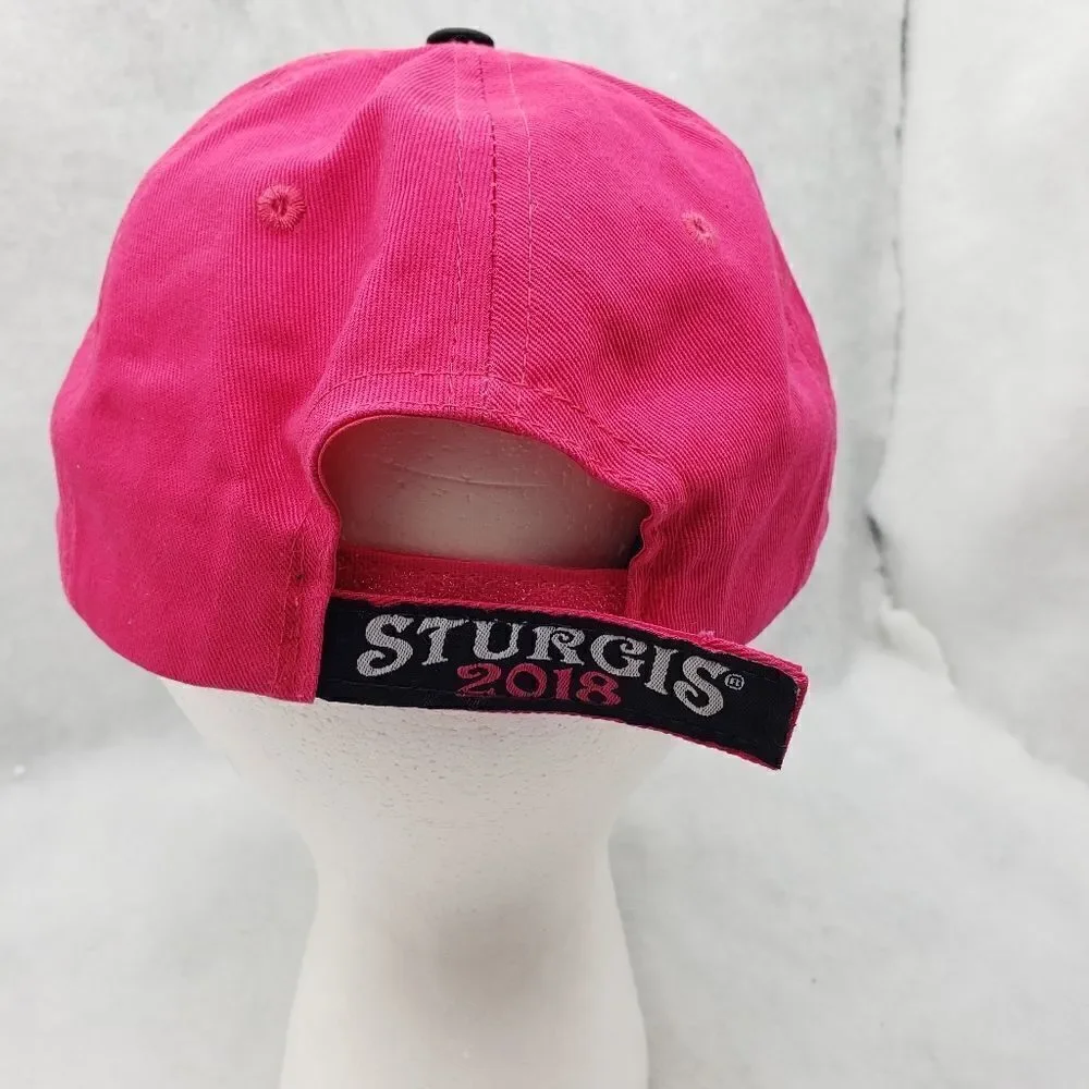 Sturgis Motorcycle Hills Ralley cap hat 2018 womens pink black butterfly 78